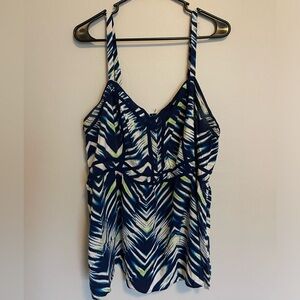 Torrid Navy Cream and Green Tank Top